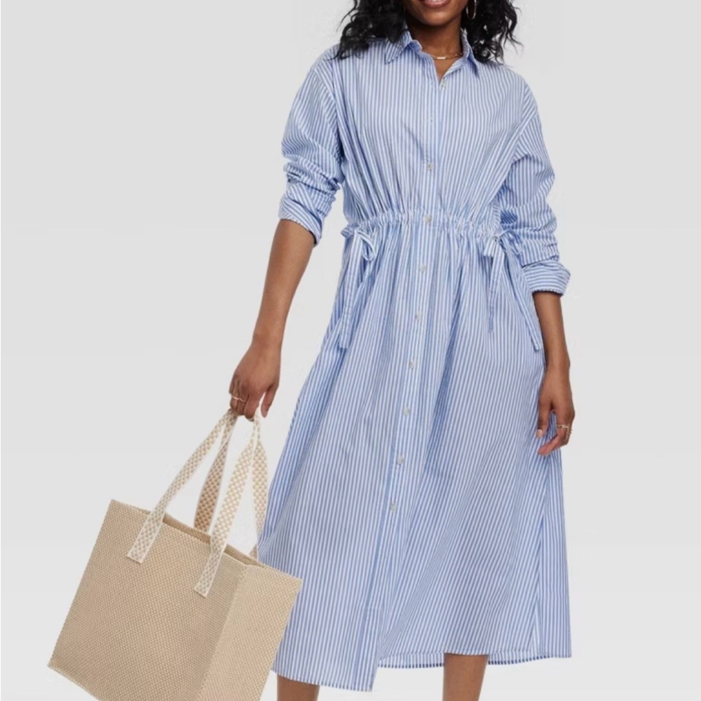Universal Thread Blue Long Sleeve Shirt Dress